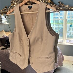 Express Beige Button-Up Vest Sz M